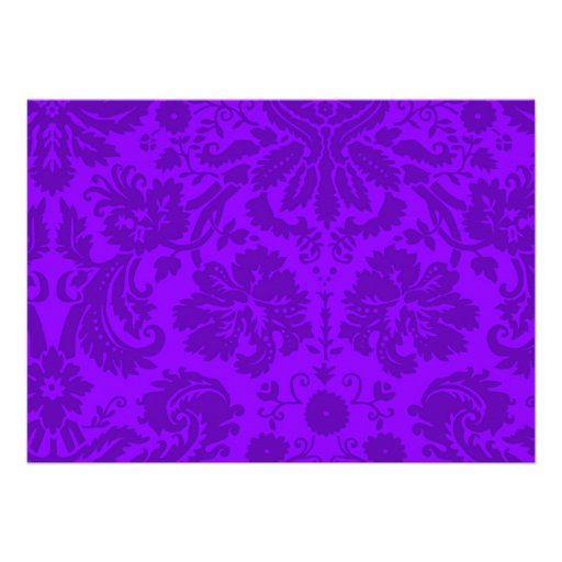 Purple Damask Wedding Invitations