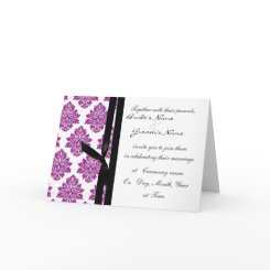 purple Damask Wedding invite card