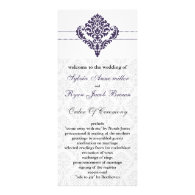 purple damask Wedding program Custom Rack Cards
