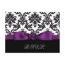 purple damask wedding rsvp cards post card