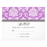Purple Damask Wedding RSVP Personalized Invite