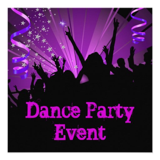 Purple Dance Party Event Crowd Rave Personalized Invitation