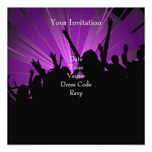 Purple Dance Party Event Crowd Rave Personalized Invitation
