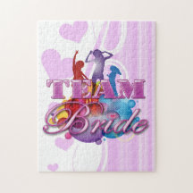 Purple dancing team bride bridesmaids bridal party puzzles