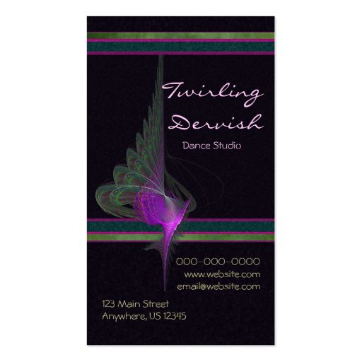 Purple Dervish Abstract Art Business Cards (front side)
