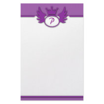 Purple Design Monogram Stationery