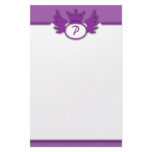 Purple Design Monogram Stationery