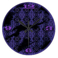 purple diamond pattern victorian grunge wall clock