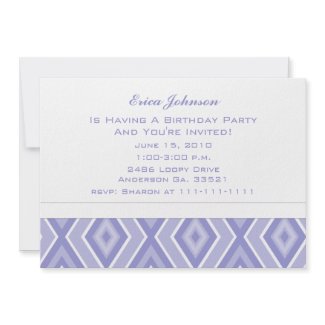 Purple Diamond Print Party Invitations invitation