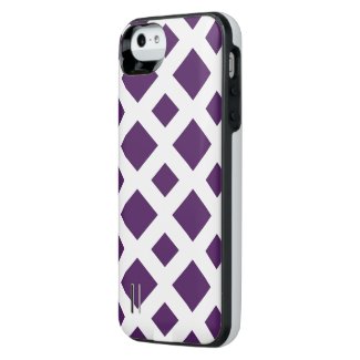 Purple Diamonds on White Uncommon Power Gallery™ iPhone 5 Battery Case