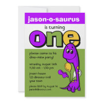 Purple Dinosaur 1st Birthday Personalized Invite