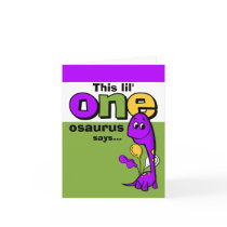 Purple Dinosaur 1st Birthday Thank You Card