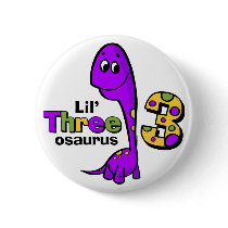 Purple Dinosaur 3rd Birthday Pin