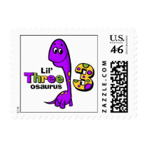 Purple Dinosaur 3rd Birthday Postage Stamp