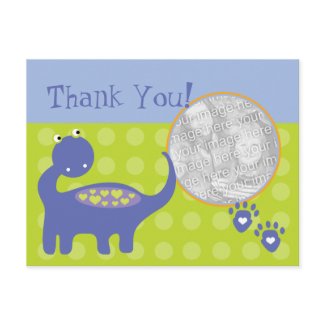 Purple Dinosaur Birthday Photo Thank You Postcards