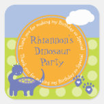 Purple Dinosaur Birthday with Dots Thank You Stickers