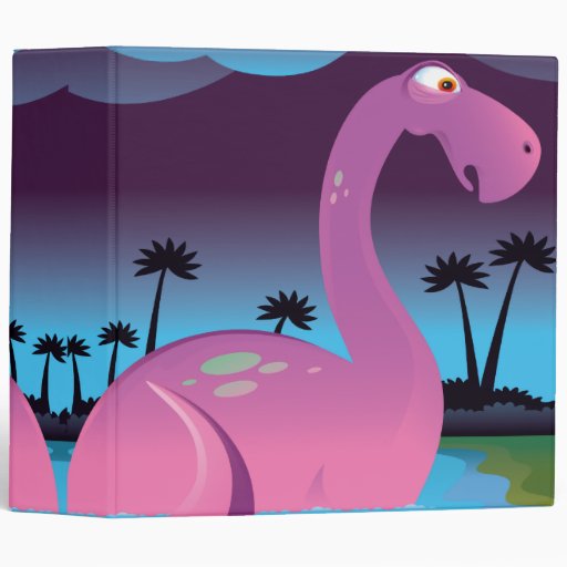 purple dinosaur in lake 3 ring binder