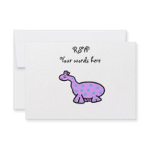 Purple dinosaur with blue spots personalized invitations