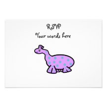 Purple dinosaur with blue spots personalized invitations