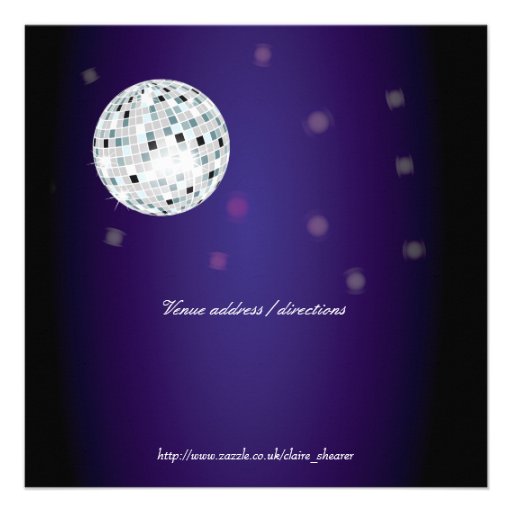 Purple Disco Ball Birthday Party Invitation