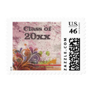 Purple distressed flourish swirl graduation stamps stamp