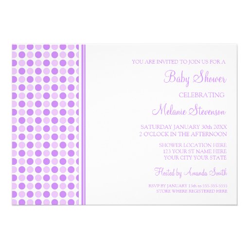 Purple Dots Custom Baby Shower Invitations
