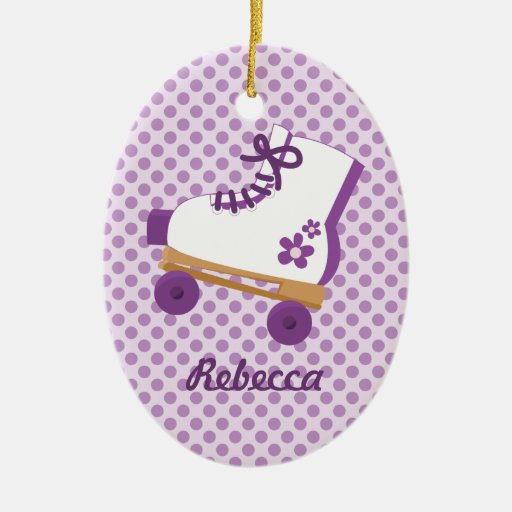 purple dots roller skate birthday oval ornament purple dots roller skate birthday oval ornament