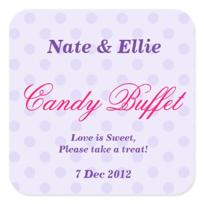 Purple Dotty Candy Buffet Sticker Great for birthday parties Weddings 