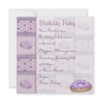 Purple Doughnut Design Birthday Invitation