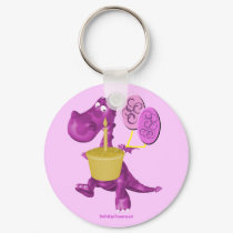 Purple Dragon Cupcake And Balloons Keychain by SmilinEyesTreasures Purple Dragon Cupcake And Balloons Keychain