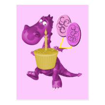 Purple Dragon Cupcake Balloons Postcard