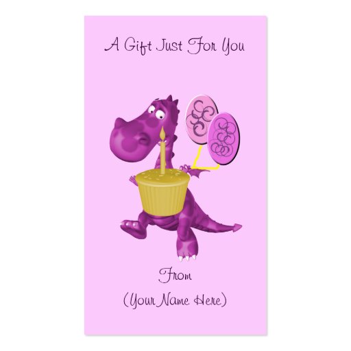 Purple Dragon Cupcake Personalized Gift Card Tag Business Card