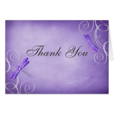 Purple Dragonfly Swirls Thank You Greeting Cards