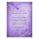 Purple Dragonfly Swirls Wedding Personalized Invite