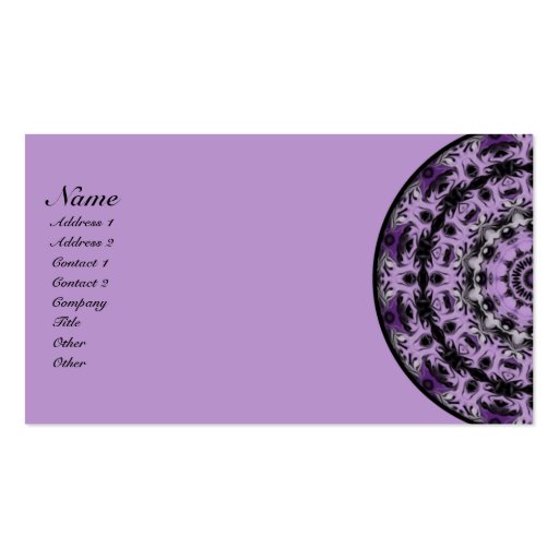 Purple Dream Kaleidoscope Business Card Template (front side)