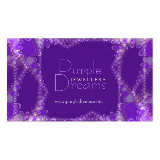 Purple Dreams Jewellery Business Card (front side)