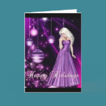Purple Dress Girl Happy Holidays Card