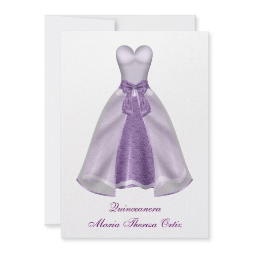 Purple Dress Quinceanera 15th Birthday Party invitation