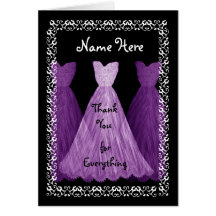 PURPLE Dresses BRIDESMAID Wedding Thank You Greeting Card