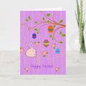 purple easter bunny by egg tree