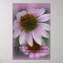 Purple echinacea Emerson Flower Quote Posters