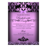 Purple Elegant Damask Bachelorette Party Invite
