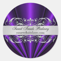 Purple Elegant Fan Cupcake Baking Label Sticker