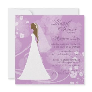 Purple elegant floral bridal shower invitation invitation