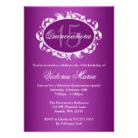 Purple Elegant Swirl Quinceanera Birthday Party Invites