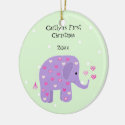 Purple Elephant Baby's First Christmas Ornament