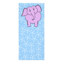 Purple Elephant Cartoon. Blue Floral Background. Custom Rack Card