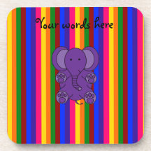 Purple elephant rainbow stripes coasters