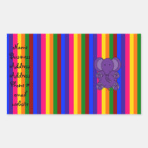 Purple elephant rainbow stripes rectangular stickers