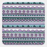 Purple ethnic pattern square sticker